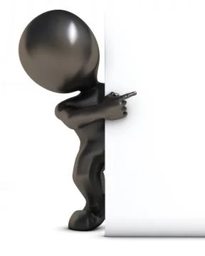 3D Morph Man with blank sign Stock Illustration