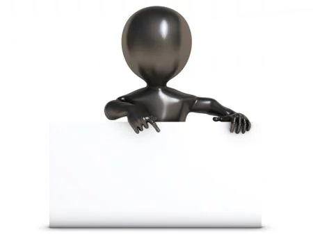 3D Morph Man with blank sign Stock Illustration