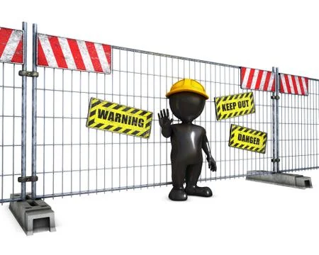 3D Morph Man at Construction Fence Stock Illustration