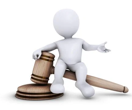 3D Morph Man with gavel Stock Illustration