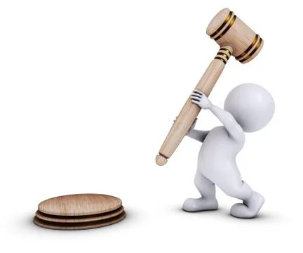 3D Morph Man with gavel 스톡 일러스트