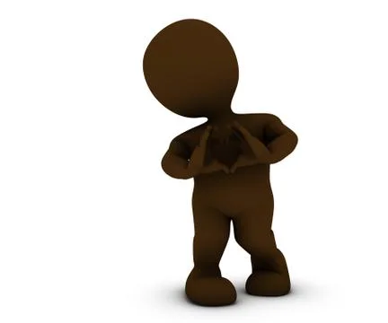 3D Morph Man with heart Stock Illustration