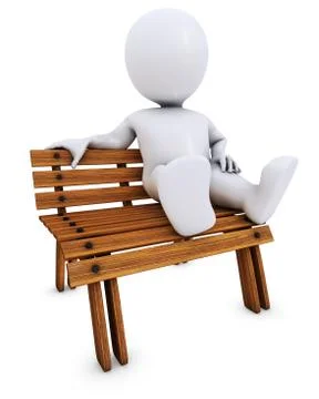 3D Morph Man on park bench Ilustração Stock