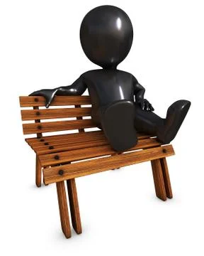 3D Morph Man on park bench Stock Illustration