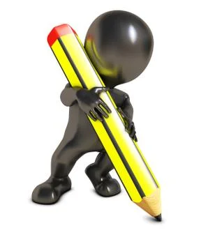 3D Morph Man with pencil Illustrazione stock