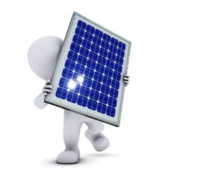 3D Morph Man with solar panel Illustrazione stock