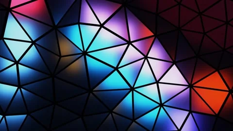 3d mosaic motion graphic background, wavy dark polygonal moving field Stock Footage 143590708