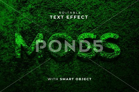 3D Moss Text Effect Editable PSD Vector Green Grass Nature Environment Font PSD Template