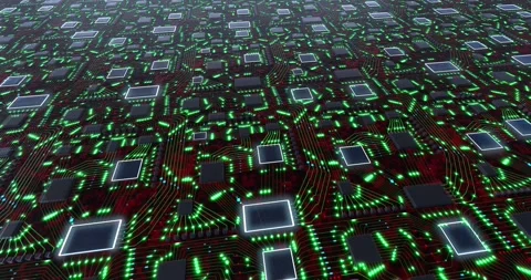 3d motion animation of glowing blue and green on red background electric light Stock Footage 143852715