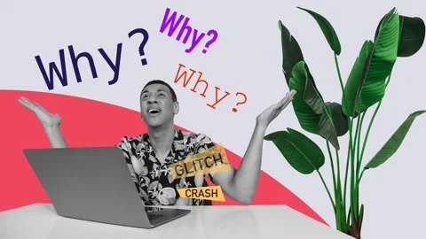 3d motion collage video of stressed depressed american man sit office laptop Stockbeeldmateriaal 302994879