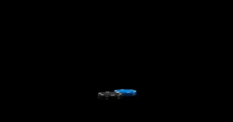 3D motion. Colorful poker chips randomly appearing on black surface, lining up Stock Footage 127103695