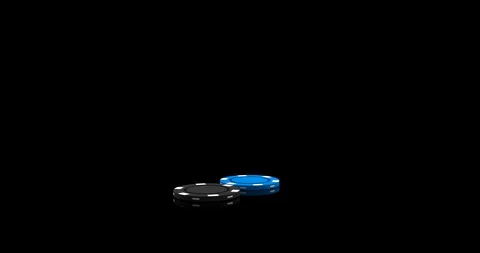 3D motion. Colorful poker chips appearing on black mirror surface, lining up in Stock Footage 127105524