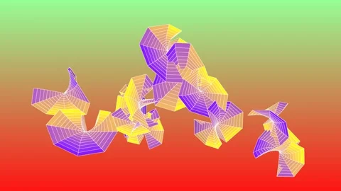 3D motion design featuring abstract, wireframe-style structures Stock Footage 337755905