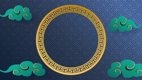 3D motion with a gold circle and patterns for Chinese New Year Festival Stock Footage 135564230
