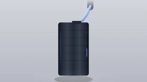3D motion graphic animation of a black battery icon charging with a glowing.. Stock Footage 345694128