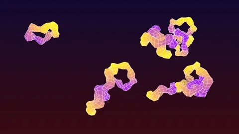 3D motion graphic consisting of interconnected yellow and purple Stock Footage 337970511