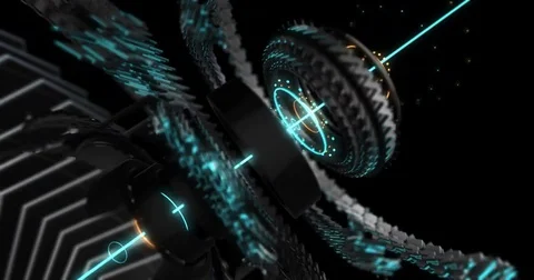 3D Motion Graphic elements, abstract hi-tech circle, robotic gear UI. 4K Loop Stock Footage 72108982