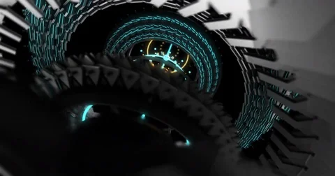 3D Motion Graphic elements, abstract hi-tech circle, robotic gear UI. 4K Loop Stock Footage 72109744