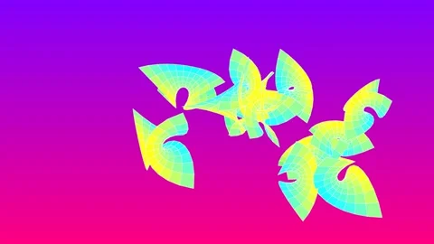 3D motion graphic featuring abstract leaf-like forms with a grid-textured Stock Footage 337970554