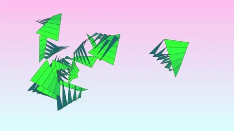 3D motion graphic featuring clusters of bright green geometric triangular Stock Footage 338388067