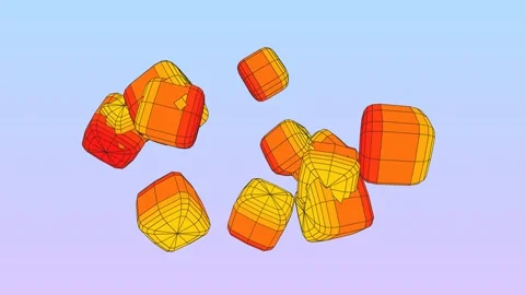 3D motion graphic featuring a dynamic cluster of orange-to-red gradient Stock Footage 337970498