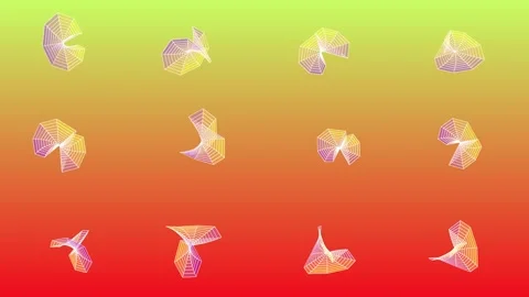 3D motion graphic featuring a grid-like layout of morphing polygon shapes. Stock Footage 337970548
