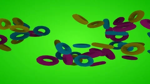 3D motion graphic featuring a playful swarm of multicolored, 動画素材 338206603