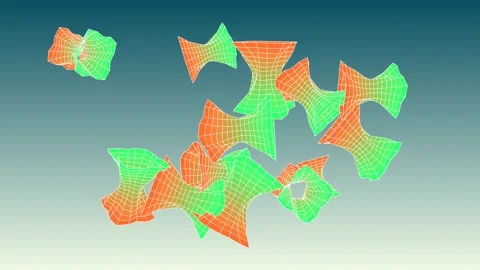 3D motion graphic featuring a set of dynamic, green-to-orange gradient Stock-Footage 337859182