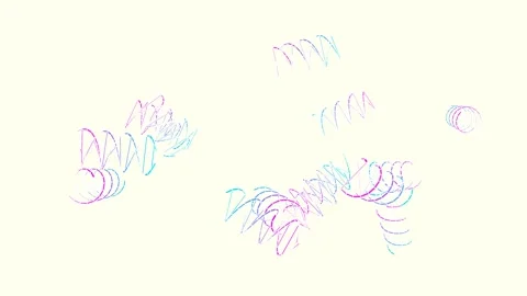 3D motion graphic showcasing a synchronized dance of spiral wireframe Stock Footage 338206719