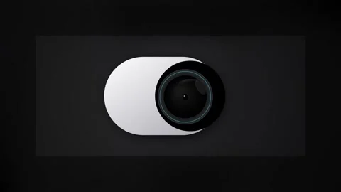 3D motion graphics animation of a stylized camera lens toggle switch slidin.. Stock Footage 345694091