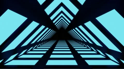 3D motion graphics background, blue technology wireframe tunnel Stock Footage