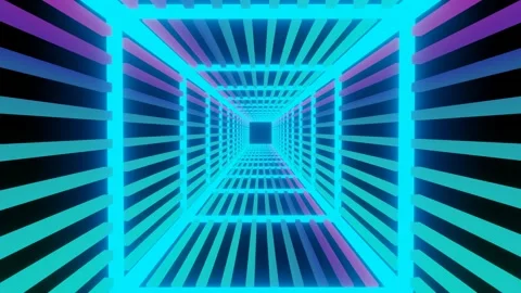 3D motion graphics background, colorful neon lights tunnel Stock Footage 144434183