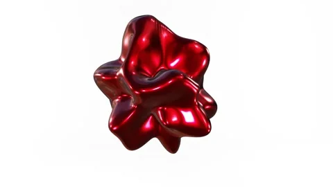 3D motion graphics background, dynamic red metallic shape morphing on white Stock Footage 142882371