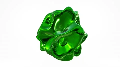 3D motion graphics background, green dynamic metallic shape Stock Footage 145761195