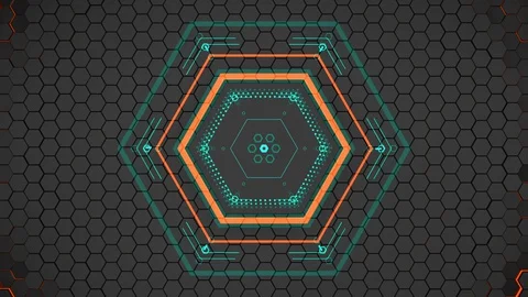 3D motion graphics hexagon and digital hud graphical user interface movement Stock Footage 130086280
