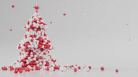 3D Motion graphics Merry Christmas concept made by ornaments. White and dark red Stock Footage 295457489