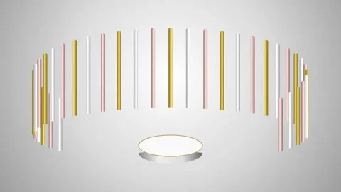 3D motion loop of abstract glowing pillars around a podium Stock Footage 345595115