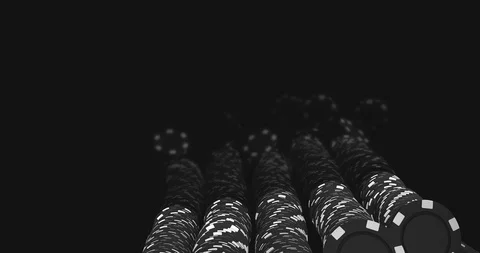 3D motion. Set of black and white poker chips falling down on black mirror Stock Footage 127121359