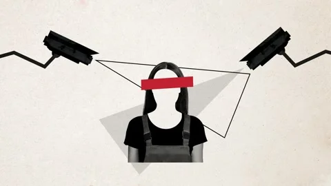 3d motion trend collage video of anonym girl faceless supervision Video stock 301633724