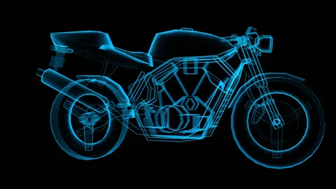 3D Motorcycle Hologram Video stock 132840883