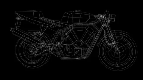 3D Motorcycle Wireframe 動画素材 126573560