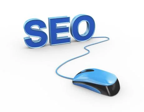 3d mouse attached to word seo search engine optimization Stock Illustration