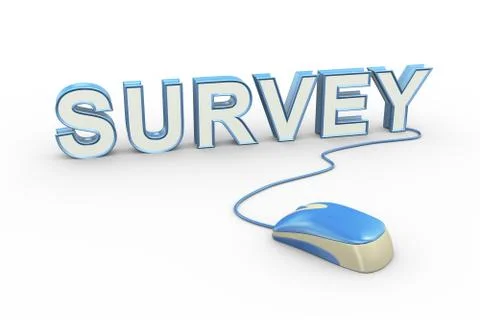3d mouse attached to word text survey Stock Illustration