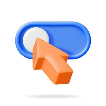 3D Mouse Cursor and Switch Button Isolated Stock Illustration