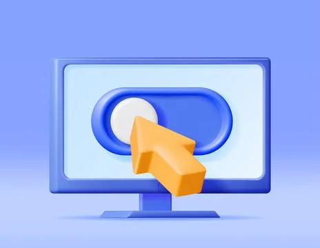 3D Mouse Cursor and Switch Button in Computer Stockillustratie