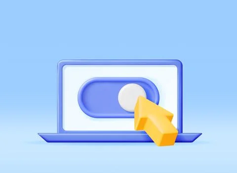 3D Mouse Cursor and Switch Button in Computer Illustrazione stock