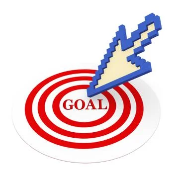 3d mouse pointer on goal target 스톡 일러스트