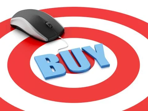 3d mouse on target. E-commerce concept Stock Illustration