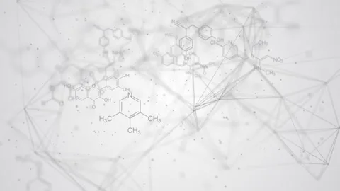 3d movement of chemical structural molecular formulas. Abstract Video stock 249510813