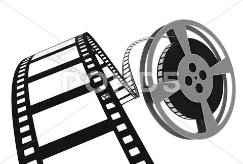 3d: movie film spooling off of reel Stock Illustration